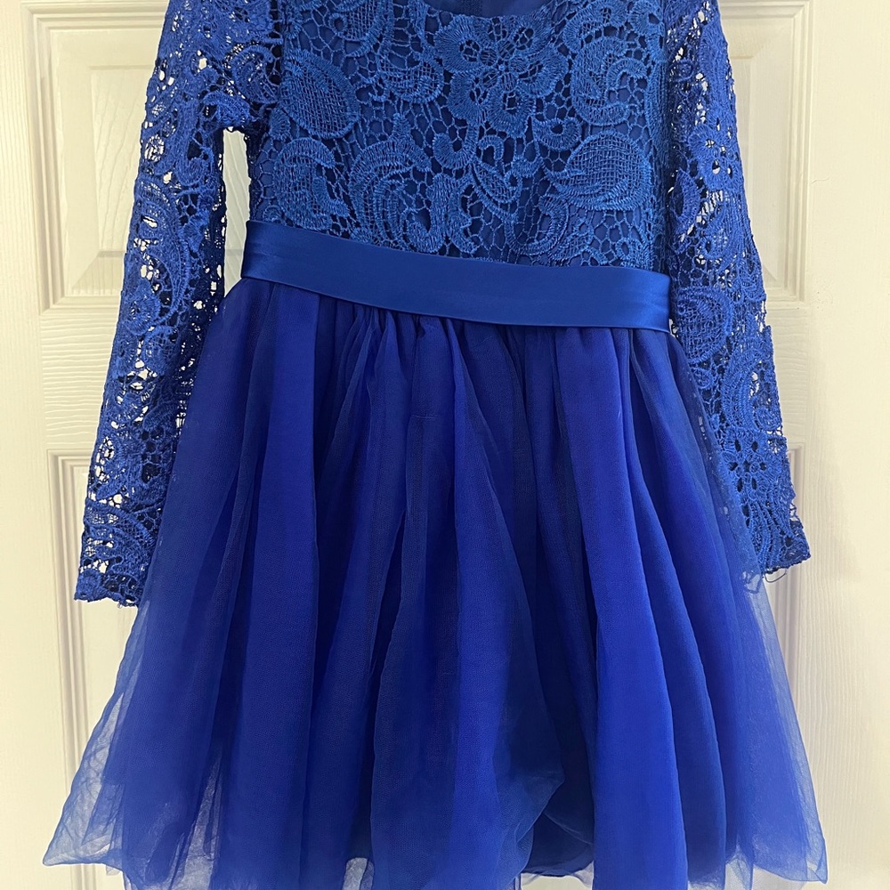 Elegant Blue Lace Kids Dress